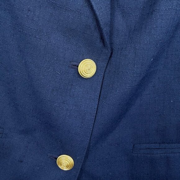 Vintage Sag Harbor Petite Womens Navy Blazer Size 14P 2-Button Polyester Blend J - Picture 3 of 10